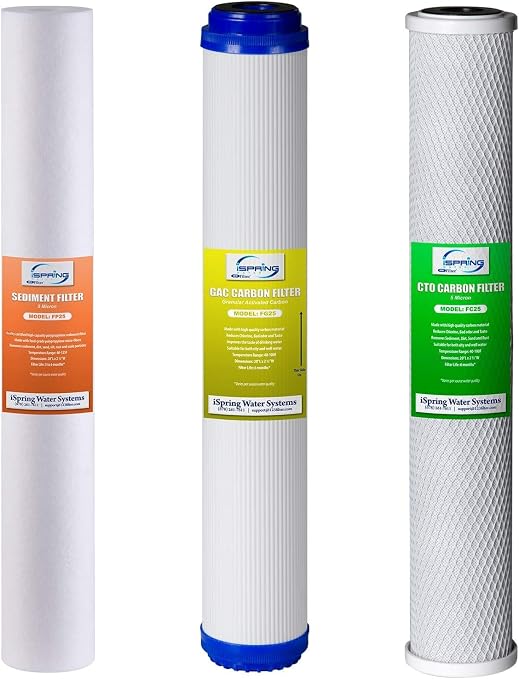 iSpring F3WCB32-O Filters: 20" x 2.5" Sediment, Carbon Blocks by iSpring