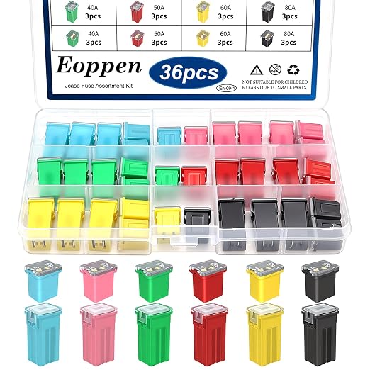 36Pcs Car Fuses Assortment Kit Automotive Tall/Standard and Low Profile Box by Eoppen