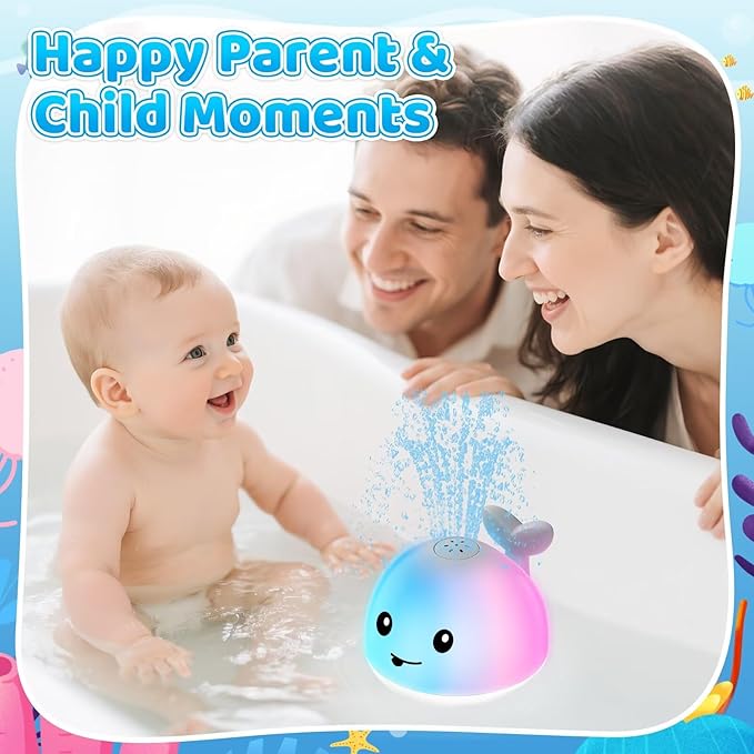 Baby Bath Toys for Kids Ages 1-3 & Babies 6-12 Months, Light Up Whale Sprinkler Water Toys for Infant Toddlers 1 2 3 Year Old Boys Girls Christmas Stocking Stuffers Birthday Gifts Newborn Essentials