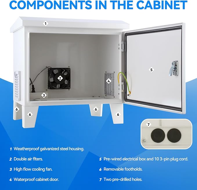 Pond Aerator Cabinet, 24.7”×18.9”×23.5, Weatherproof Outdoor Cabinets - Image 5