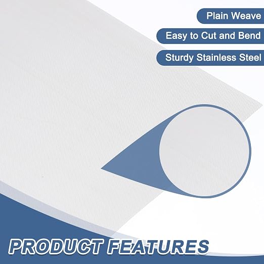 uxcell 250 Mesh 118" x 12" Woven Wire Mesh, 304 Stainless Steel Air Vent Filter - Image 3