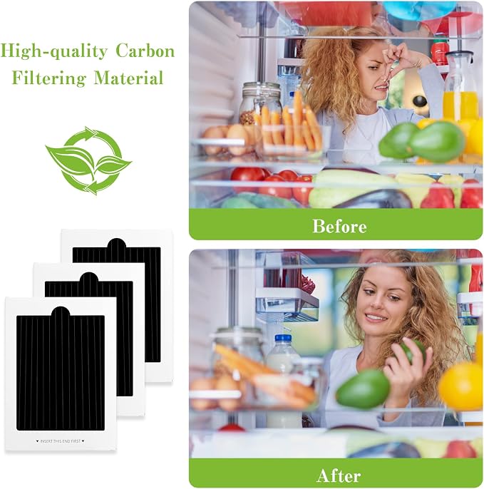 SEISSO Refrigerator Air Filter Replacement 3 Pack Carbon Activated Air Filter - Image 4
