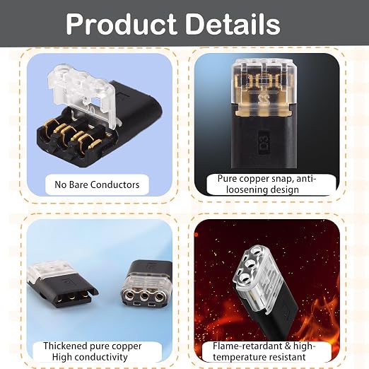 3-Pin Quick Wire Connector, LED Strip Light Connector, Pluggable Low Voltage - Image 3