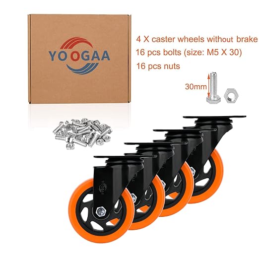 YOOGAA 4" Heavy Duty Caster Swivel Caster Wheels No Noise 360 Degree Rotation - Image 7