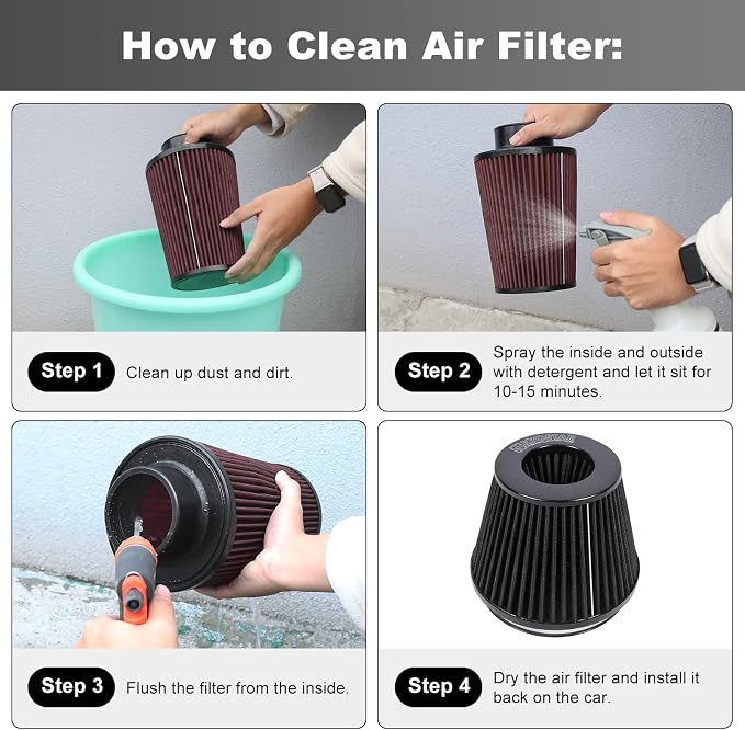 KYOSTAR Universal 6" High-Flow Air Filter, Reusable Cone Cold Air Intake - Image 5