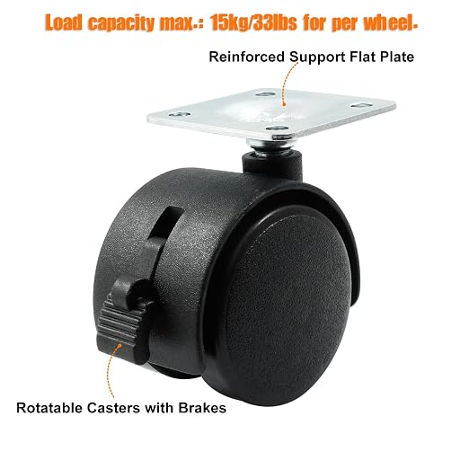 4pcs 1.5 Inch Swivel Caster Wheels, Heavy Duty Swivel Plate Casters Wheel - Image 4