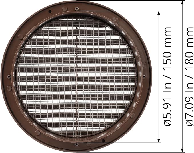 Brown 6" Inch Round Ventilation Grille - Image 5