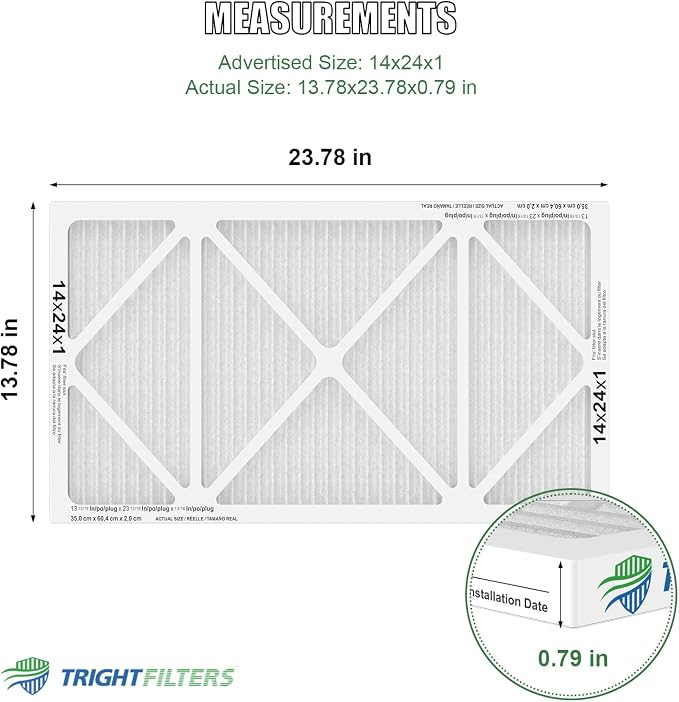 14x24x1 Air Filter 4 Pack, MERV 8 Pleated Dust Defense Air Filters Replacement - Image 2
