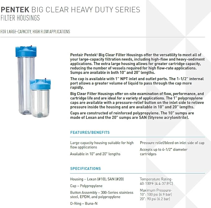 Pentair Pentek 166201 Big Clear Filter Housing - Image 2