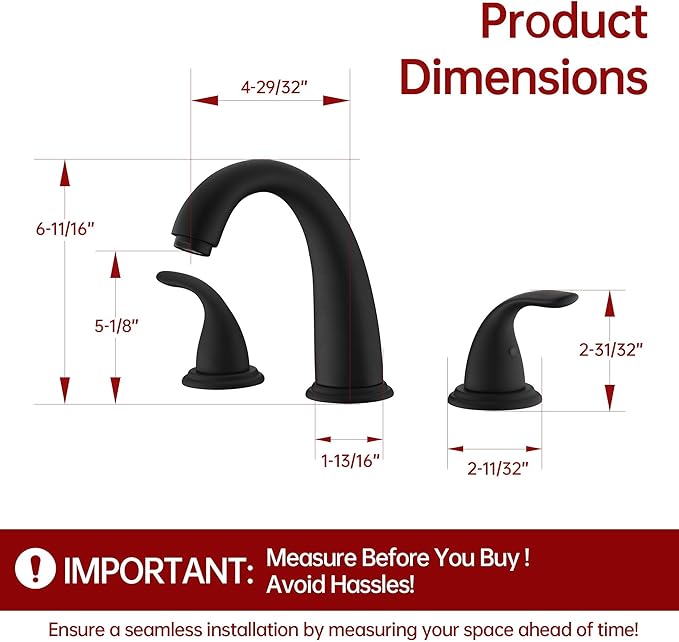 sumerain Matte Black Roman Tub Faucet with Valve, 3 Hole Deck Mount Bathtub Faucet High Flow