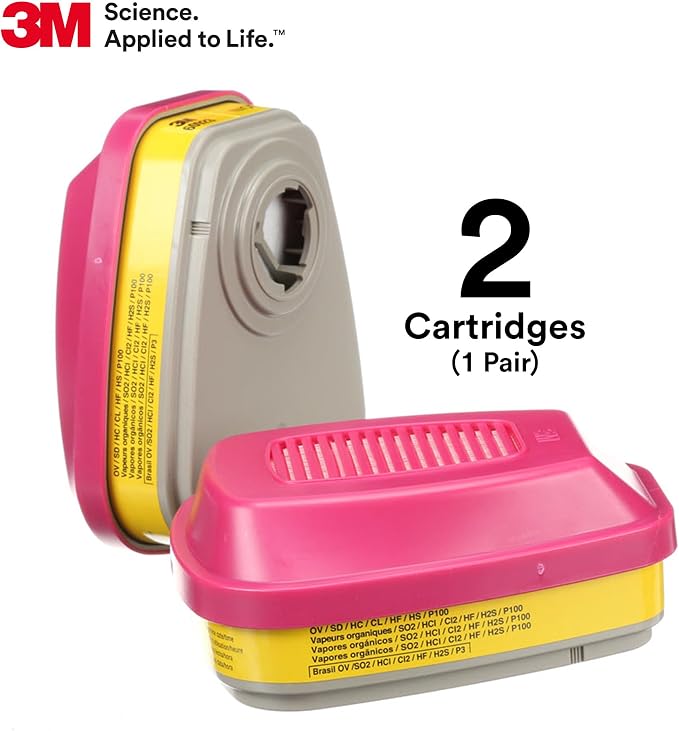 3M P100 Respirator Cartridge/Filter 60923, 1 Pair, NIOSH Approved, Helps - Image 5