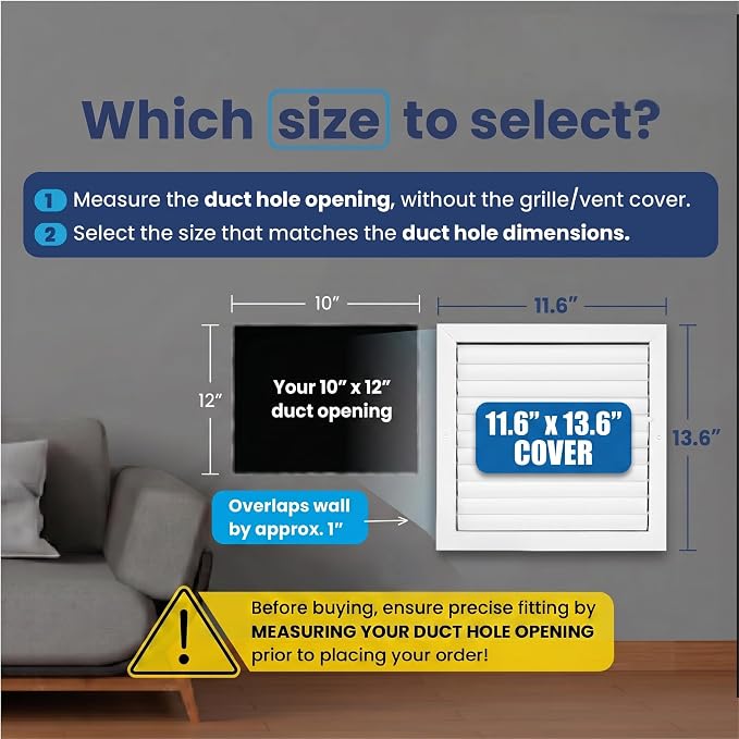 10x12 Aluminum HVAC Wall Register Air Vent Cover Ceiling 1-Way Airflow - Image 2