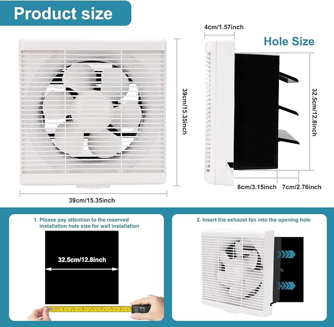 12 Inch Exhaust Fan with Mesh, Through-Wall Window Ventilation Fan, 110V - Image 2