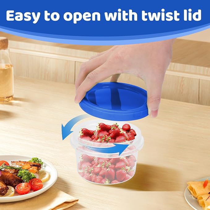 Freezer Containers with Twist Top Lids, Heavy Duty Round Airtight Food Storage - Image 6