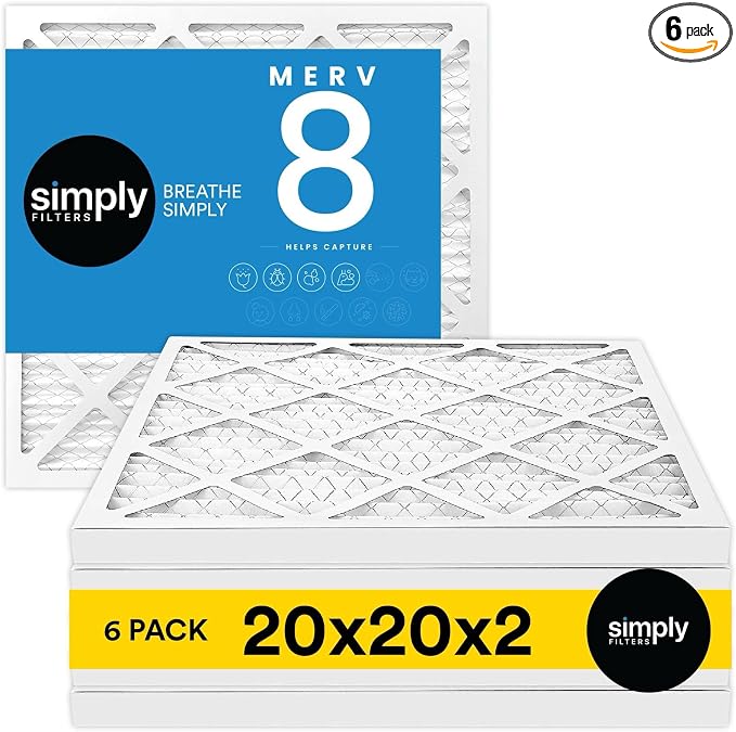 Simply 20x20x2 Air Filter, MERV 8, 6 Pack, Furnace Air Filter by SimplyFilters