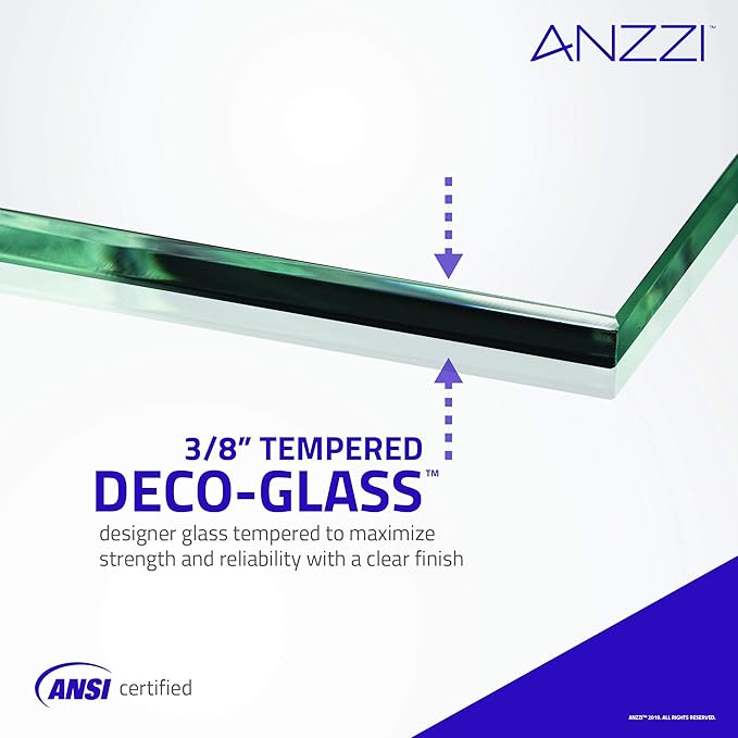 ANZZI 72" x 30" Frameless Shower Door in Brushed Nickel, Water Repellent Glass Shower Door with Seal Strip Parts and Handle, 3/8 Glass Hinged Shower Door with Handle,Series (SD-AZ09-02BN)