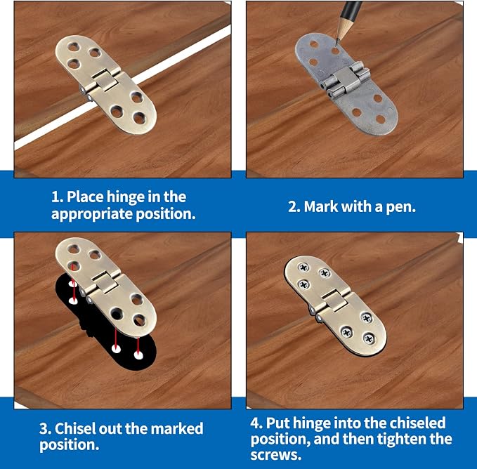 4Pcs Heavy Duty Folding Table Hinges, Bronze Sewing Machine Flip Top Hinge Zinc - Image 5