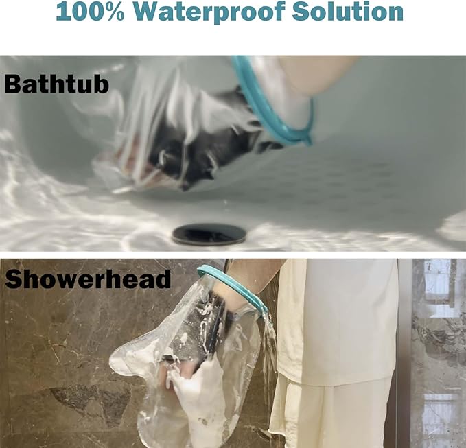 Cast Covers for Shower Foot Soft Green Adult, Waterproof Cast Cover/Bag, Cast Protector for Shower Arm Post Surgery, Shower Sleeve for Arm Cast Showering/Swimming