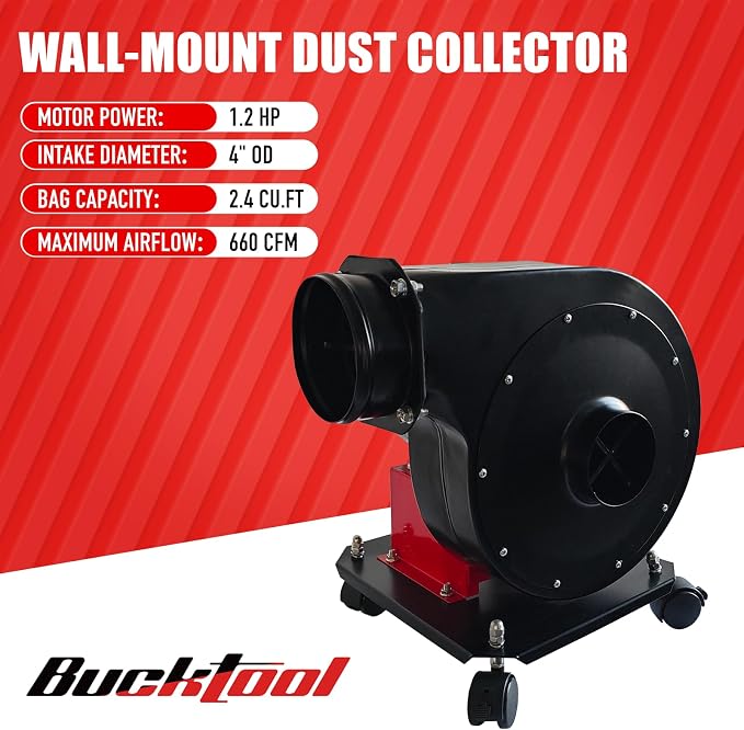 BUCKTOOL 1.2HP Wall Mount Dust Collector - Image 2