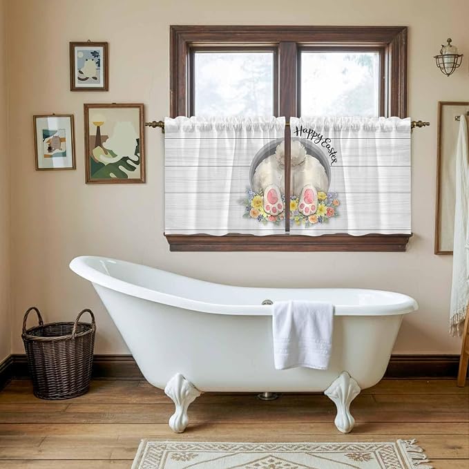 Easter Bunny Kitchen Tier Curtains 36 Inch Long 2 Panel Set, Rod Pocket Half - Image 5
