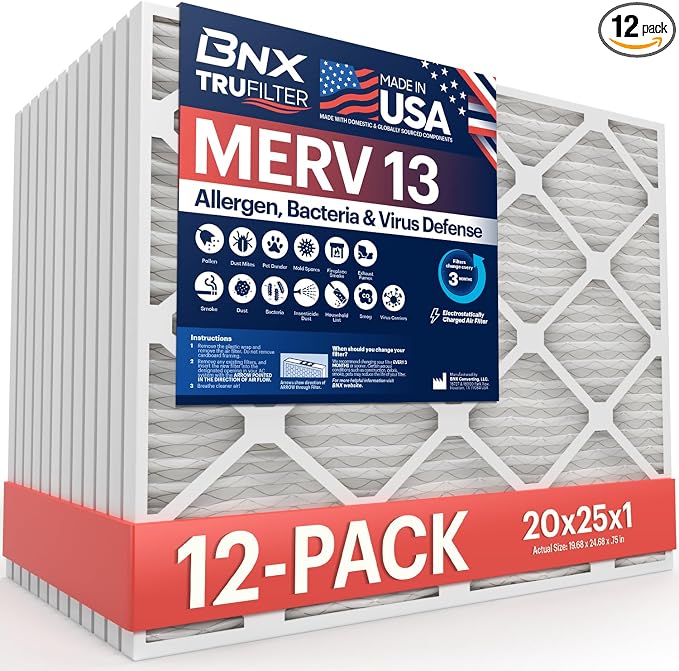 BNX TruFilter 20x25x1 MERV 13 AC Furnace Air Filter by BNX