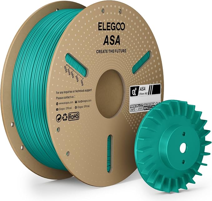 ELEGOO ASA Filament 1.75mm Green 1KG, UV & Weather Resistant 3D Printer Filament by ELEGOO