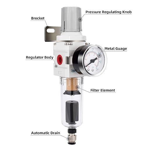 NANPU 1/4" NPT Compressed Air Filter Regulator Combo Piggyback, Auto Drain - Image 2