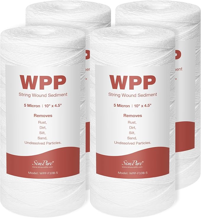 5 Micron 10" x 4.5" String Wound Water Filter Cartridge by SimPure_Water