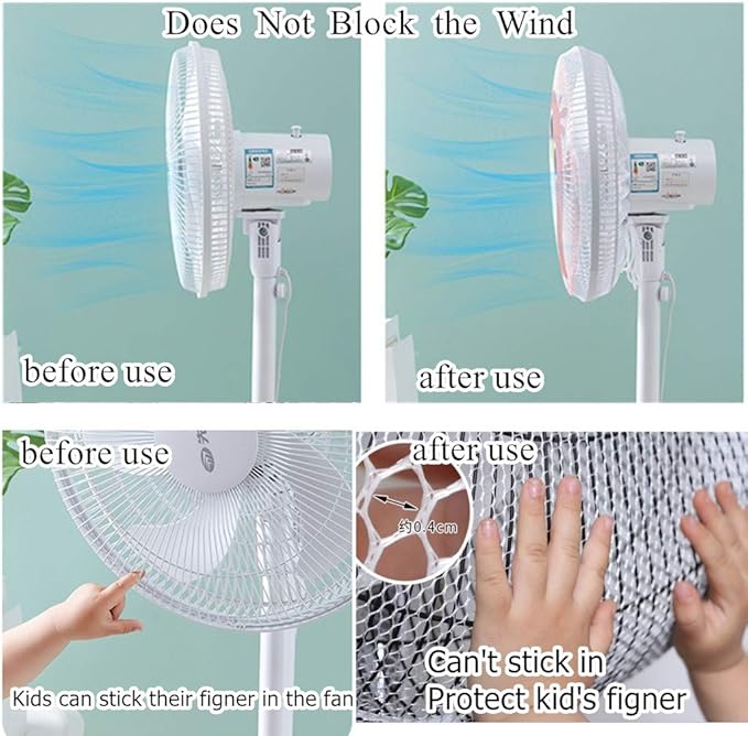2 Pack - 18" Fan Safety Protection Cover, Kid Children Baby Finger Protect Fan - Image 5