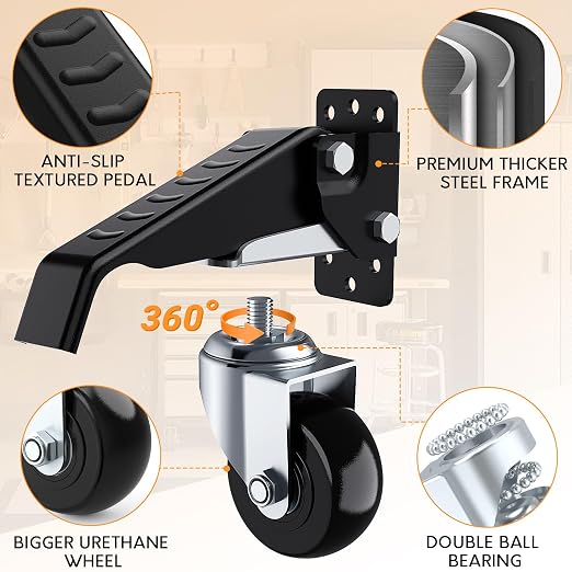 SOLEJAZZ Workbench Casters Wheels 720Lbs Retractable Casters Set of 4 Heavy - Image 2