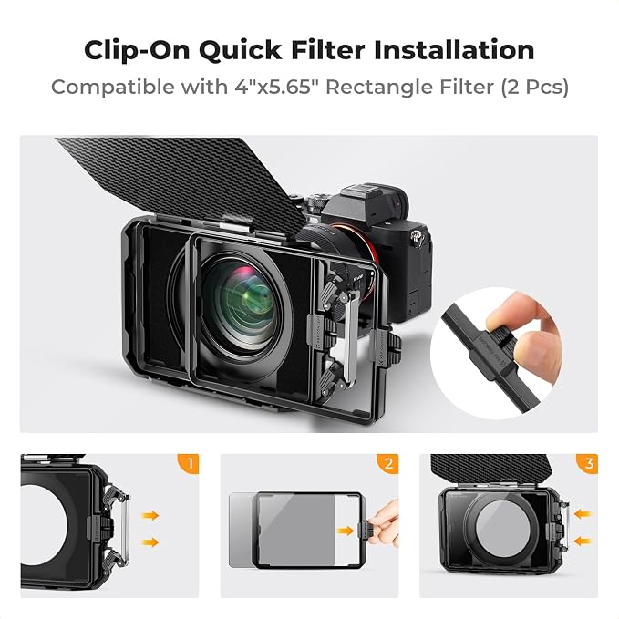 K&F CONCEPT Mini Matte Box +ND4+ND32 Filters Kit, DSLR Matte Box - Image 6