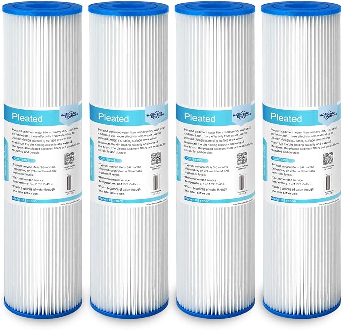 Membrane Solutions 50 Micron Pleated Polyester Sediment Water Filter 10"x2.5" by MembraneSolutions