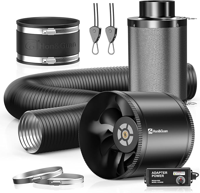 Hon&Guan 8" Air Filtration Kit: 8 Inch Inline Duct Fan by HonGuan