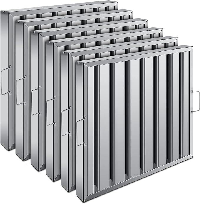 Hood Filters 19.5W x 19.5H Inch 430 Stainless Steel Pack of 6, 7 Grooves by Cuilvu