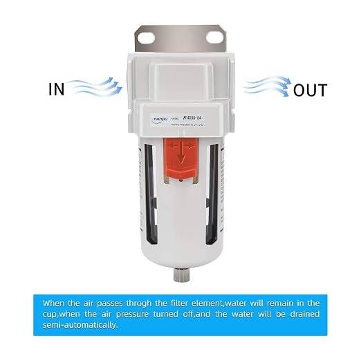 NANPU 1/2" NPT Compressed Air Line Filter, 5 Micron Brass Element, Poly Bowl - Image 4