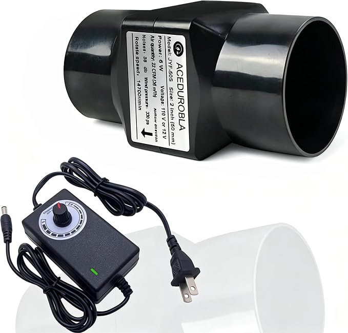 2 inch Inline Duct Fan, Adjustable Speed, 2inch-Black by ACEDUROBLA