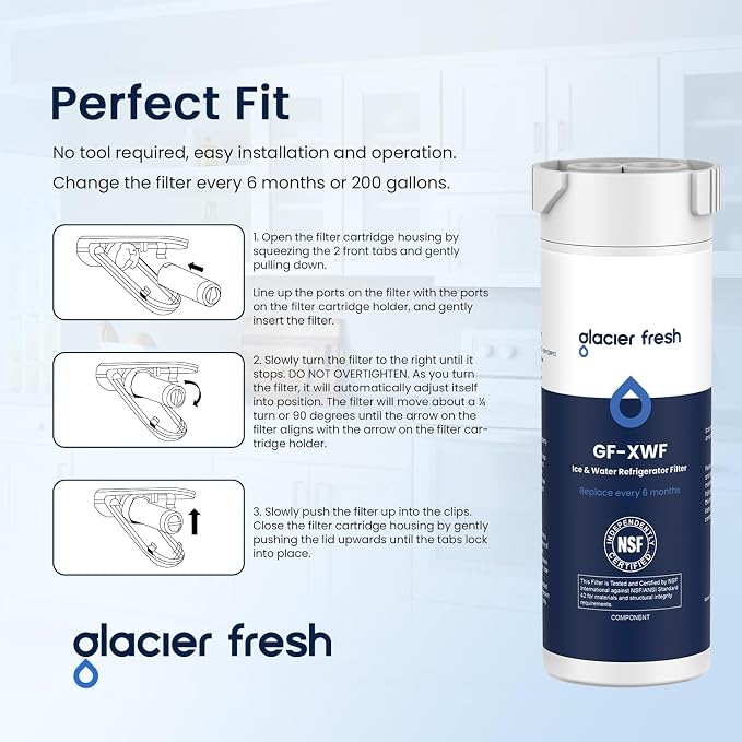 GLACIER FRESH XWF Replacement For GE XWF Refrigerator Water Filter Pack of 2 - Image 7