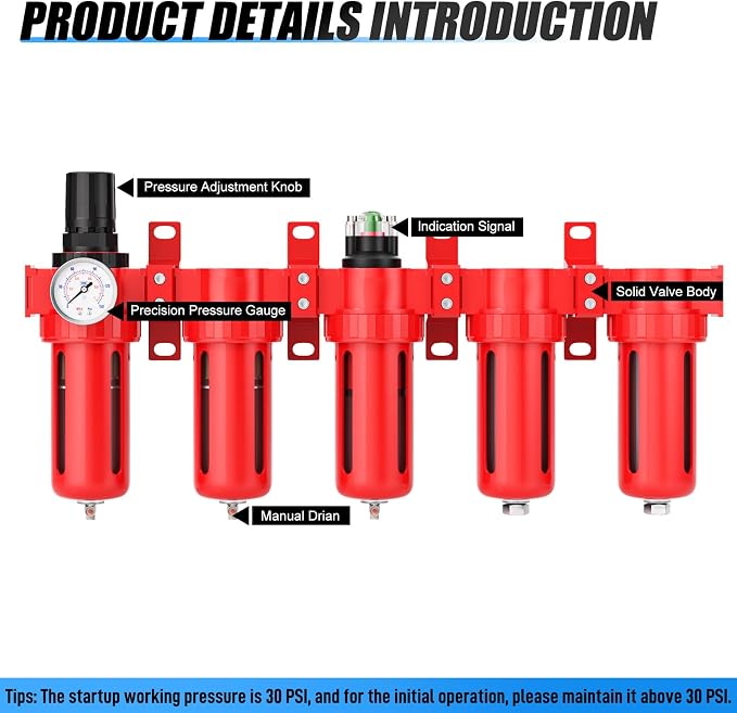 3/8" NPT Industrial Grade 5 Stage Aluminum Air Drying System, Double Coalescing - Image 5