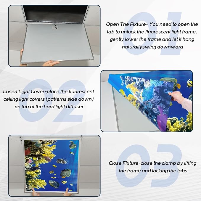Amylove 4 Pcs Fluorescent Light Covers Classroom Ceiling Panels Light Filters - Image 5