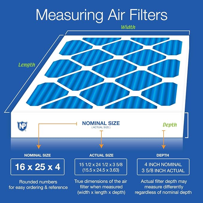 Nordic Pure 16x25x4 Pleated Air Filters MERV 7 Plus Carbon 1 Pack - Image 2