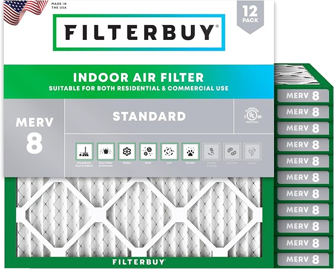 Filterbuy 15x15x1 Air Filter MERV 8 Essential Dust & Allergy Defense, by Filterbuy