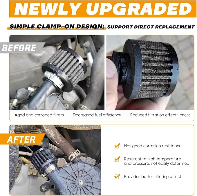 PTNHZ Universal Black Neck 1.5" 38mm Car High Flow Cold Air Intake Air Filter - Image 5