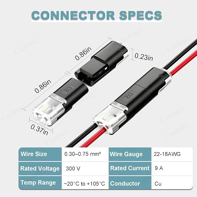 20PCS Quick Connect Wire Connectors, 2 Pin Low Voltage Plug-in Connectors - Image 3