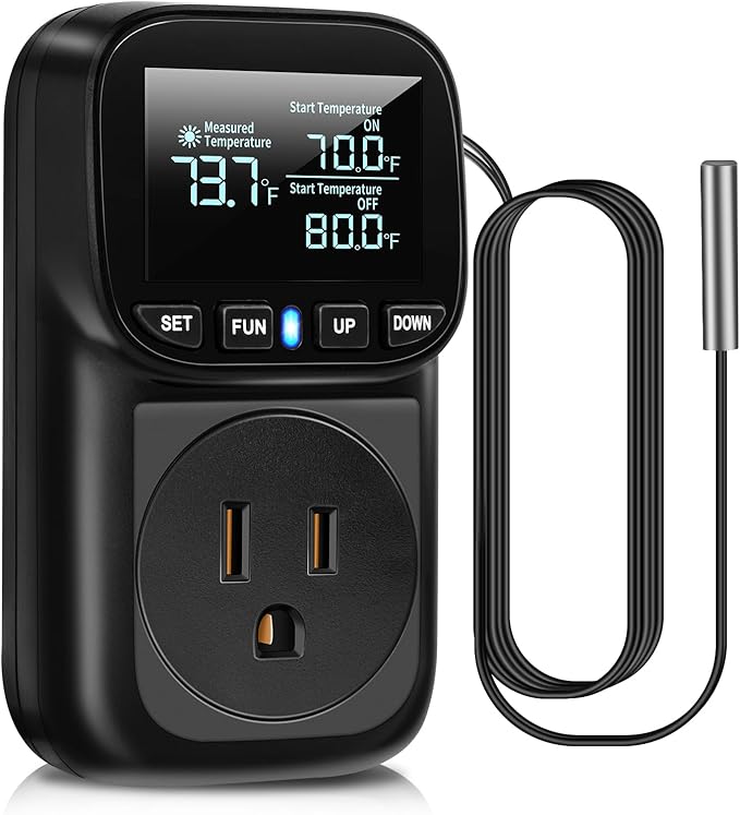Diymore Digital Temperature Controller Outlet - 1800W Plug-in Thermostat by diymore
