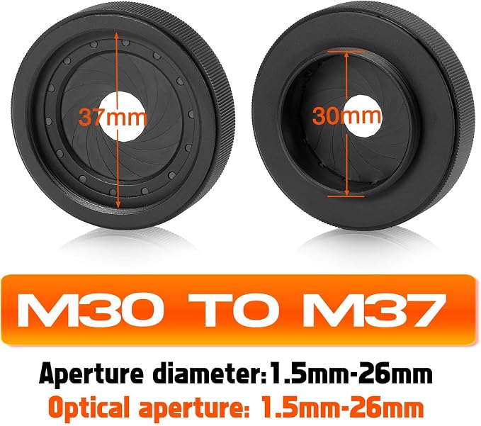 Adjustable Iris Aperture Diaphragm M30 to M37 Iris Aperture Diaphragm Adapter - Image 3