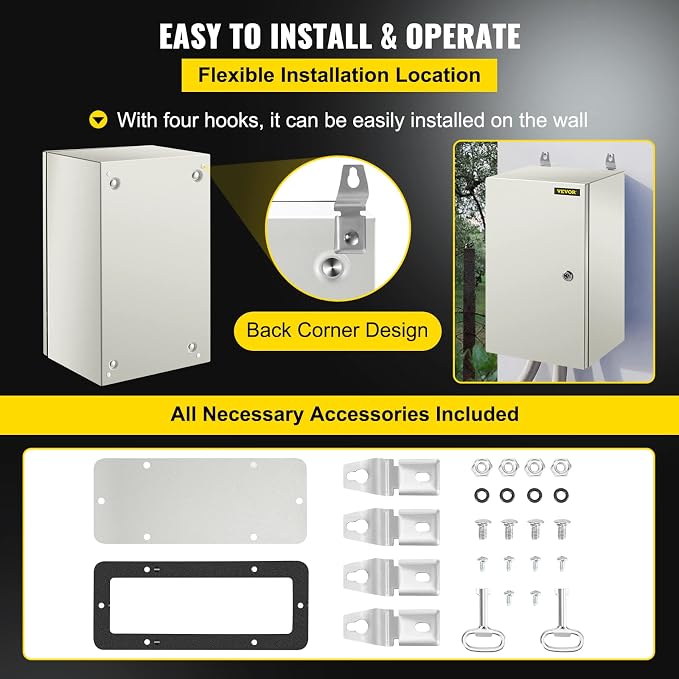 VEVOR NEMA Steel Enclosure, IP66 Waterproof & Dustproof, Outdoor/Indoor - Image 6
