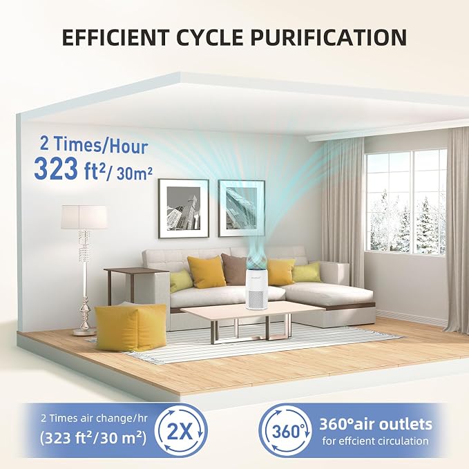 Air Purifier for Home Bedroom, AromaRoom H13 HEPA Air Filter For Smoke Pollen - Image 2