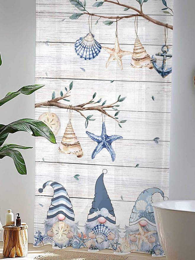 Sheer Curtains 108 Inches Long, Coastal Eucalyptus Semi Sheer Curtains Light - Image 4