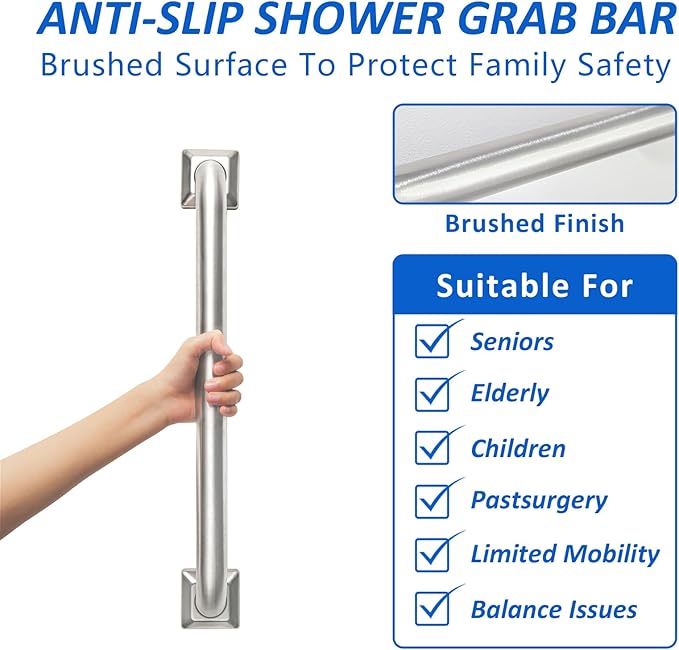 Bathroom Grab Bars Stainless Steel Handrail ADA Compliant 500lbs bathtubs and Showers Toilet Handle Safety for Handicap, Elderly, Disabled, Injury (24inches)