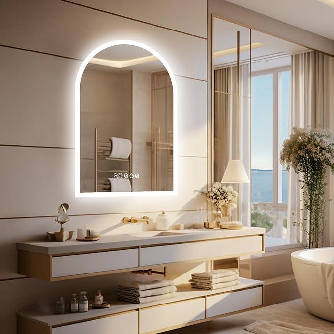 LUVODI Lighted LED Bathroom Mirror: 36x24IN Arched Dimmable Wall Lighted Vanity - Image 7
